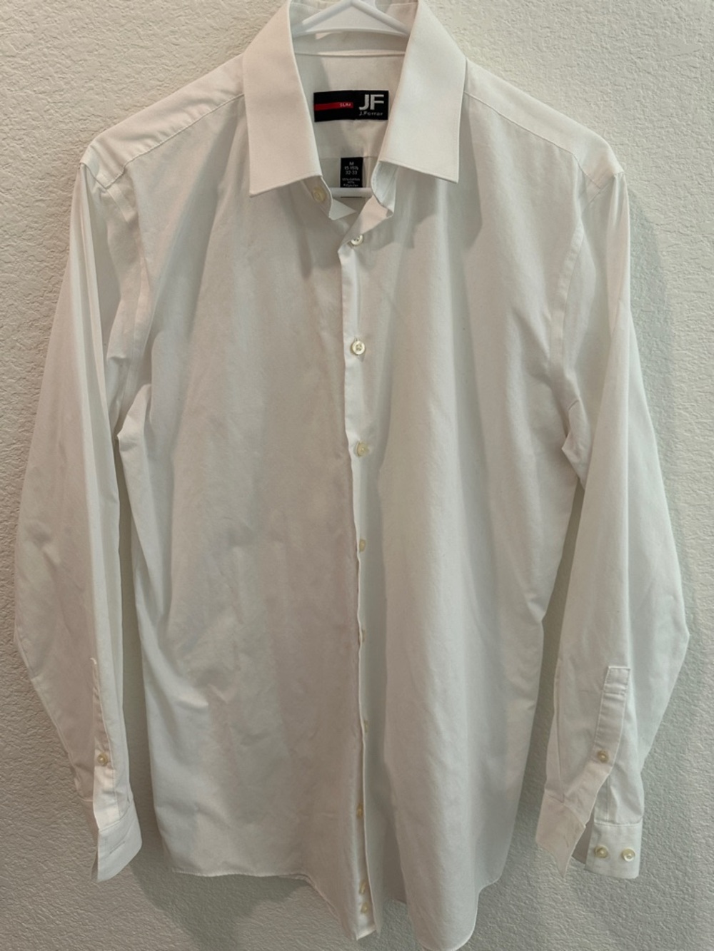 jf j.ferrar Slim White Medium Long-Sleeve Dress Shirt